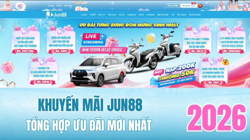 Khuyến Mãi JUN88 – Ưu Đãi Thành Viên Mới 2026